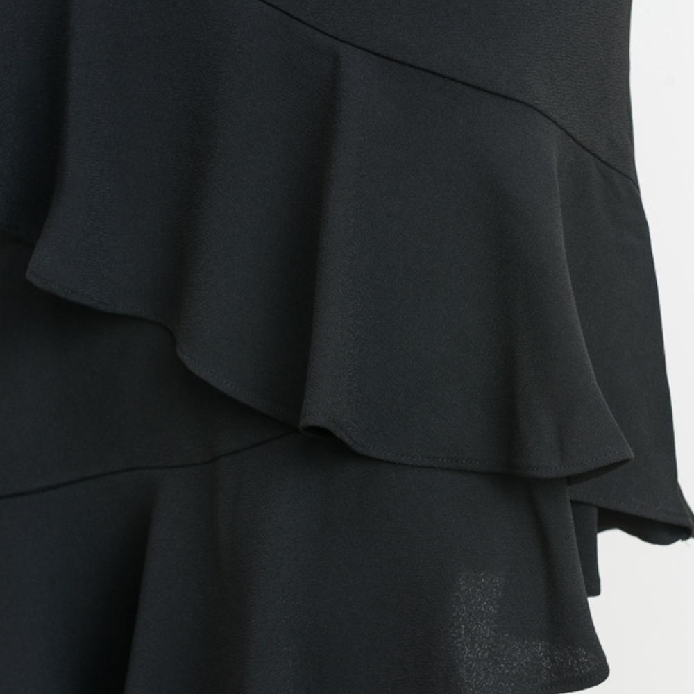 Last 1! NWT Asymmetrical  Ruffle Hem Black Skirt - Picture 4 of 4